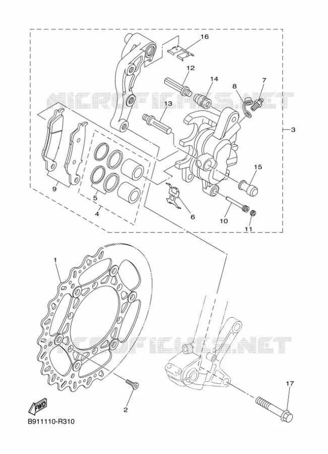 REMKLAUW VOOR Yamaha MOTO 450 2017 YZF  YZ450FX