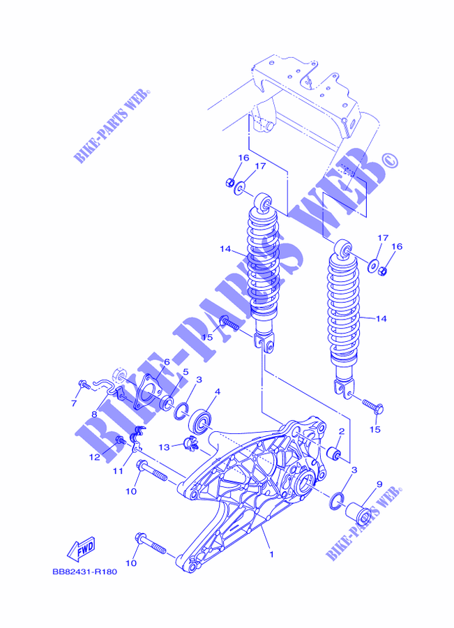 ACHTERBRUG / SCHOKBREKER voor Yamaha TRICITY 150 ABS 2016