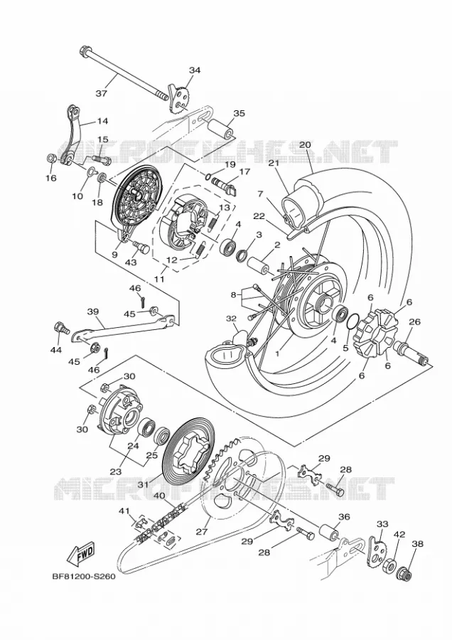 ACHTERWIEL Yamaha MOTO 125 2017 AG  AG125