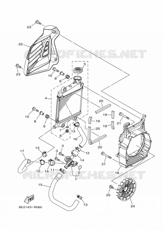 RADIATEUR / SLANG Yamaha SCOOTER 125 2017 TRICITY ABS  MWS125-A