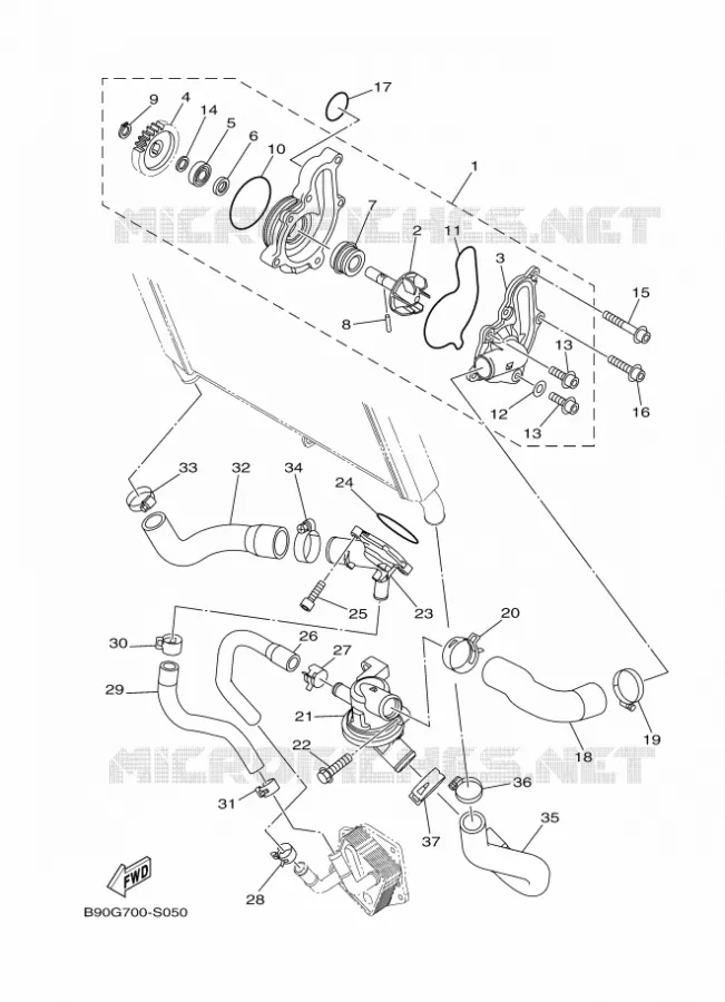 WATERPOMP / SLANGEN Yamaha MOTO 900 2017 MT  MTN850-A