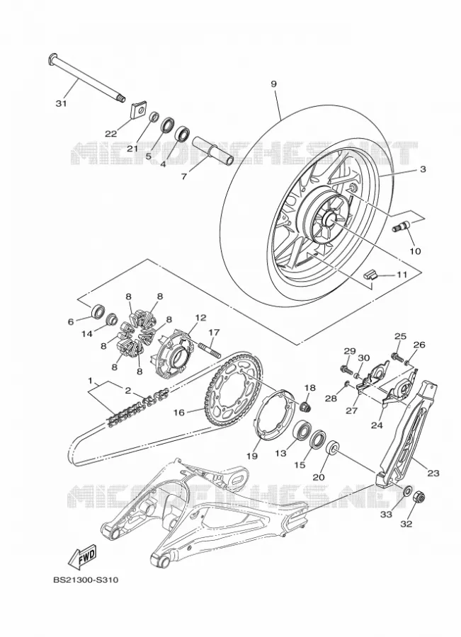 ACHTERWIEL Yamaha MOTO 850 2017 MT  MTN850-A
