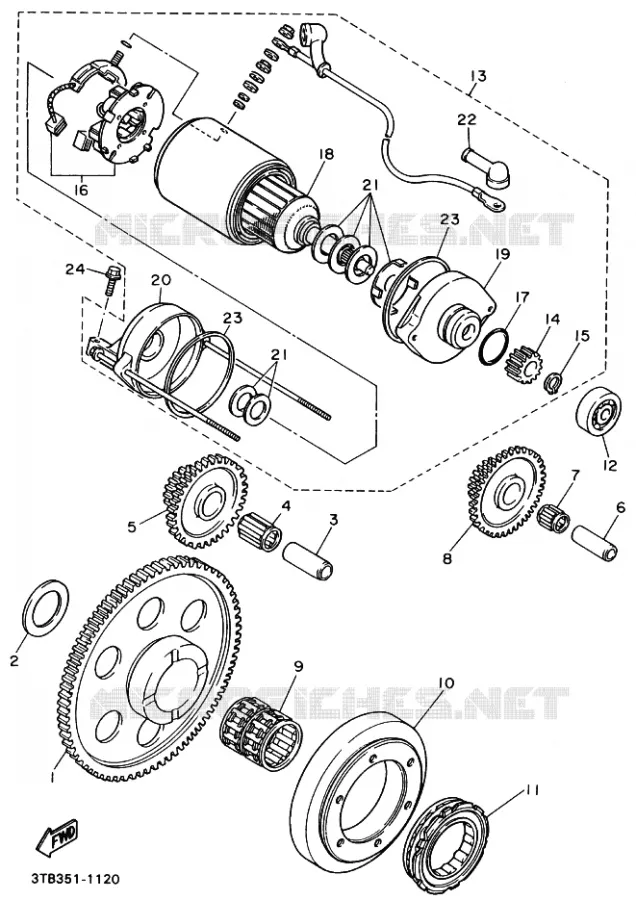 STARTMOTOR KOPPELINGS Yamaha MOTO 600 1993 XTE  XT600E
