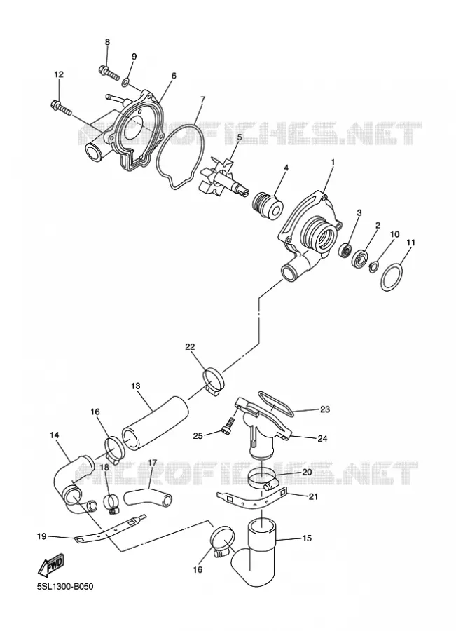 WATERPOMP / SLANGEN Yamaha MOTO 600 2003 R6  YZF-R6
