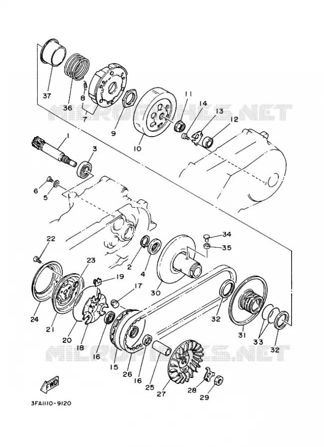 STARTMOTOR KOPPELINGS Yamaha QUAD 125 2004 BREEZE  YFA1