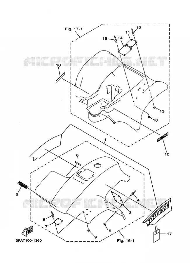 STICKER / LABEL 1 Yamaha QUAD 125 2004 BREEZE  YFA1