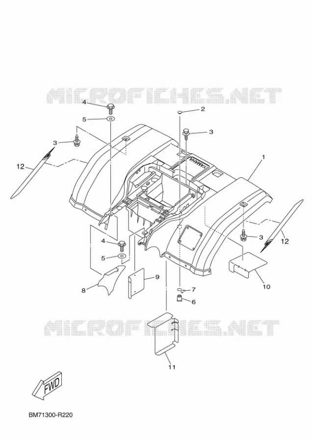 ACHTERSPATBORD  Yamaha QUAD 450 2016 GRIZZLY  YFM450FWAD