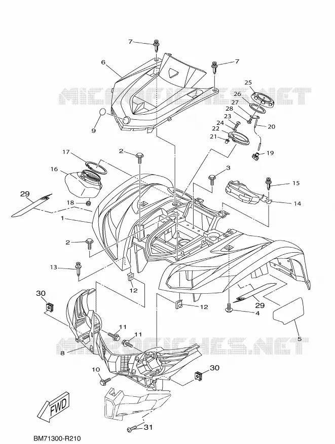 VOORSPATBORD Yamaha QUAD 450 2016 GRIZZLY  YFM450FWAD