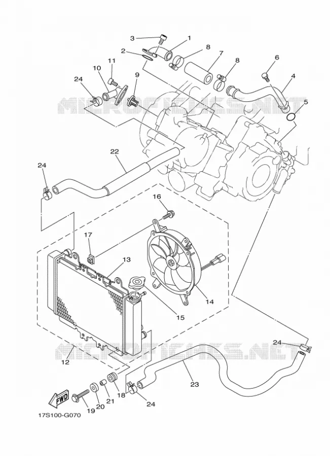 RADIATEUR / SLANG Yamaha QUAD 450 2016 GRIZZLY  YFM450FWAD