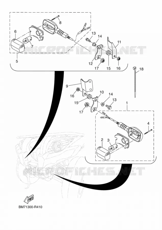 KNIPPERLICHT Yamaha QUAD 450 2016 GRIZZLY  YFM450FWAD
