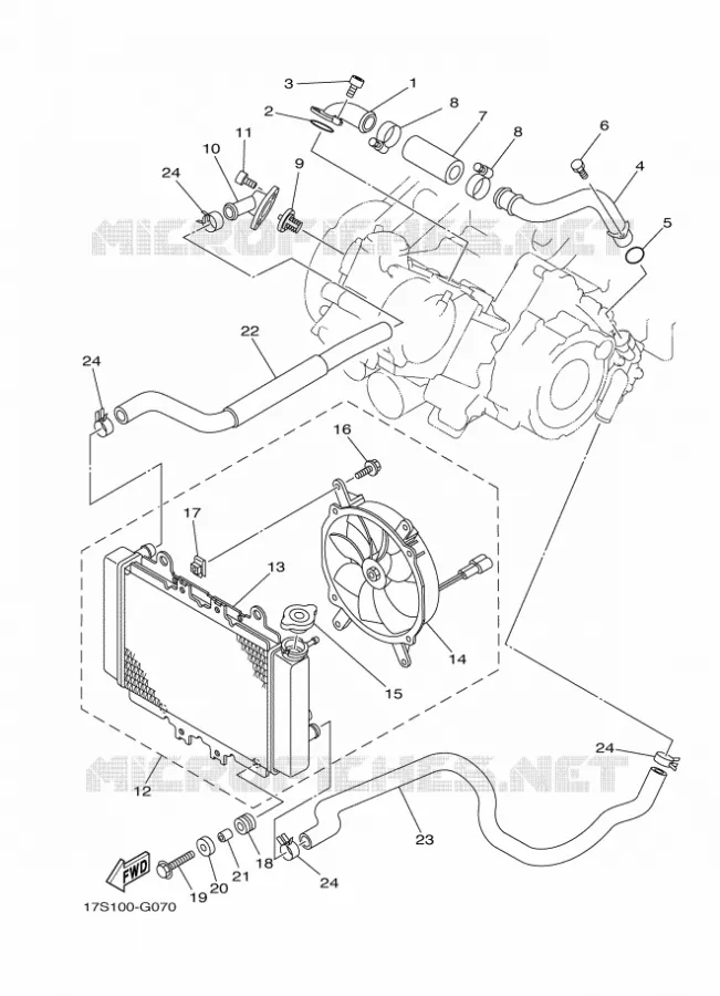RADIATEUR / SLANG Yamaha QUAD 450 2016 GRIZZLY  YFM450FWAD
