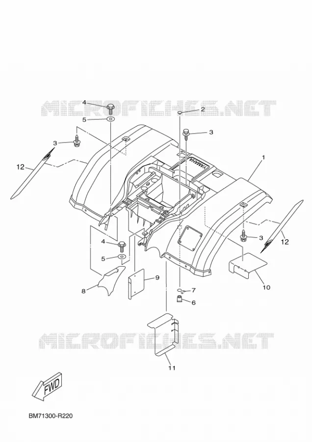 ACHTERSPATBORD  Yamaha QUAD 450 2016 GRIZZLY  YFM450FWA