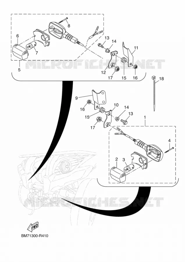KNIPPERLICHT Yamaha QUAD 450 2016 GRIZZLY  YFM450FWA