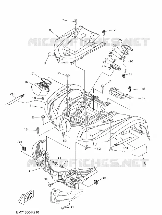 VOORSPATBORD Yamaha QUAD 450 2016 GRIZZLY  YFM450FWA