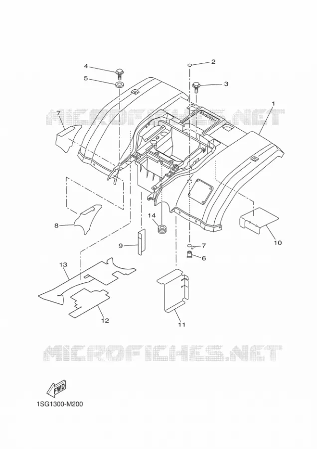 ACHTERSPATBORD  Yamaha QUAD 350 2014 GRIZZLY  YFM350FWA
