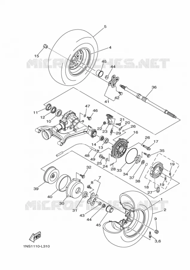 ACHTERWIEL Yamaha QUAD 350 2014 GRIZZLY  YFM350FWA