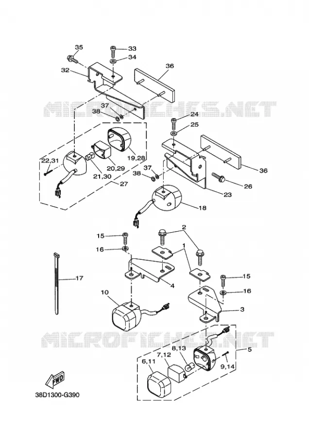 KNIPPERLICHT Yamaha QUAD 350 2008 GRIZZLY  YFM350FWA