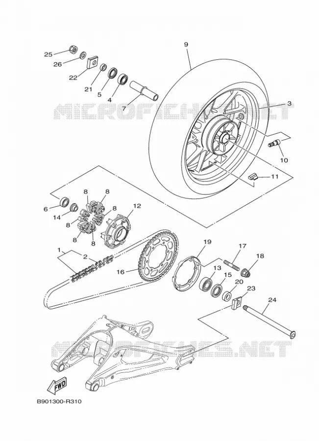 ACHTERWIEL Yamaha MOTO 900 2016 XSR  MTM850