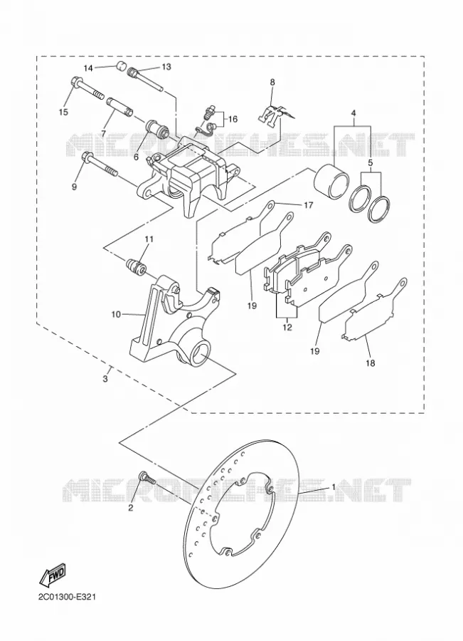 REMKLAUW ACHTER Yamaha MOTO 600 2016 R6  YZF-R6