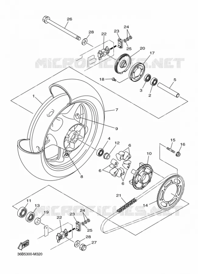 ACHTERWIEL Yamaha MOTO 600 2016 XJ6  XJ6NA