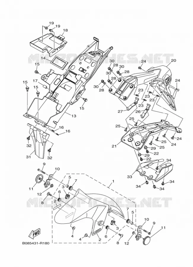 SPATBORD Yamaha MOTO 300 2016 MT  MTN320-A