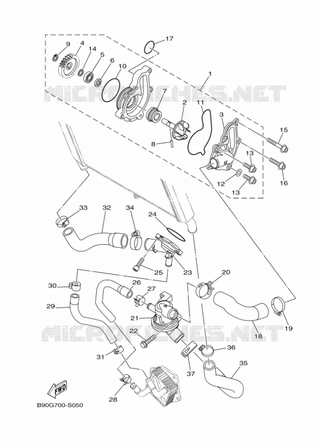 WATERPOMP / SLANGEN Yamaha MOTO 900 2017 MT  MTN850-A