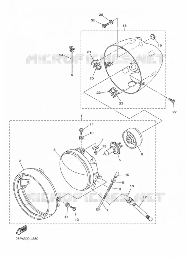 KOPLAMP Yamaha MOTO 950 2012 MIDNIGHT STAR  XVS950A