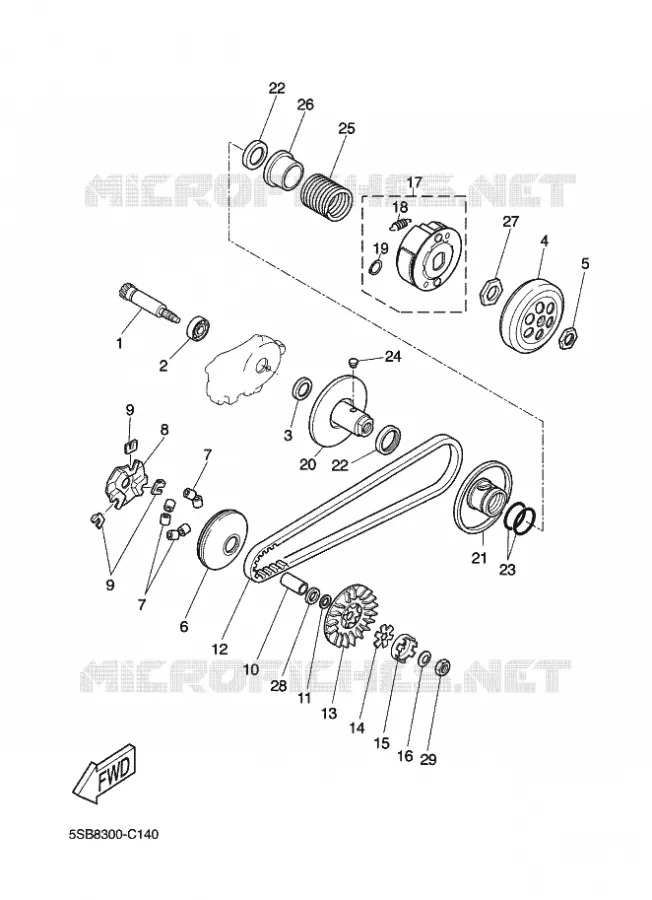 STARTMOTOR KOPPELINGS Yamaha SCOOTER 50 2012 JOG  CS50