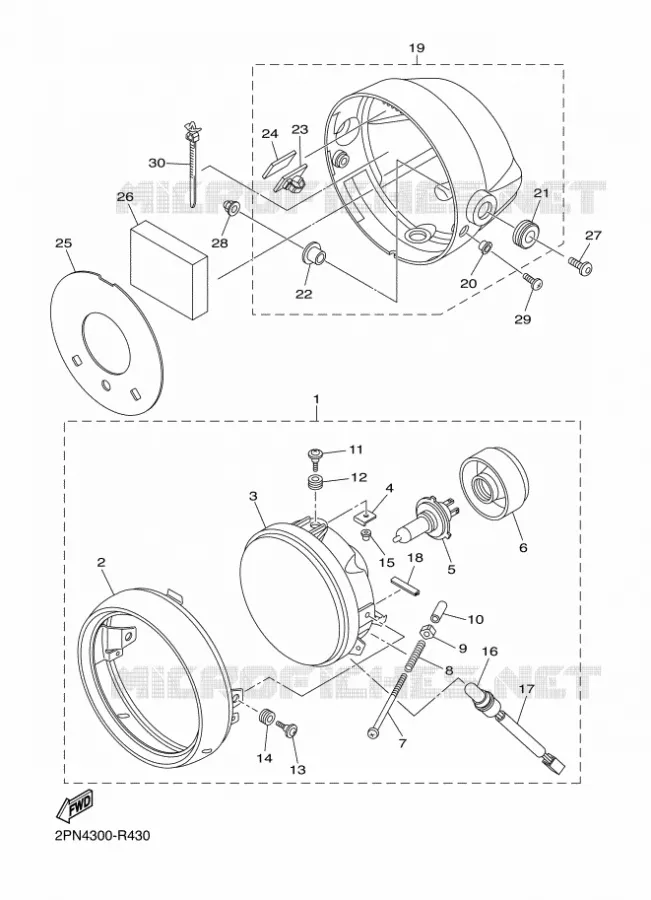 KOPLAMP Yamaha MOTO 1300 2016 XJR  XJR1300C
