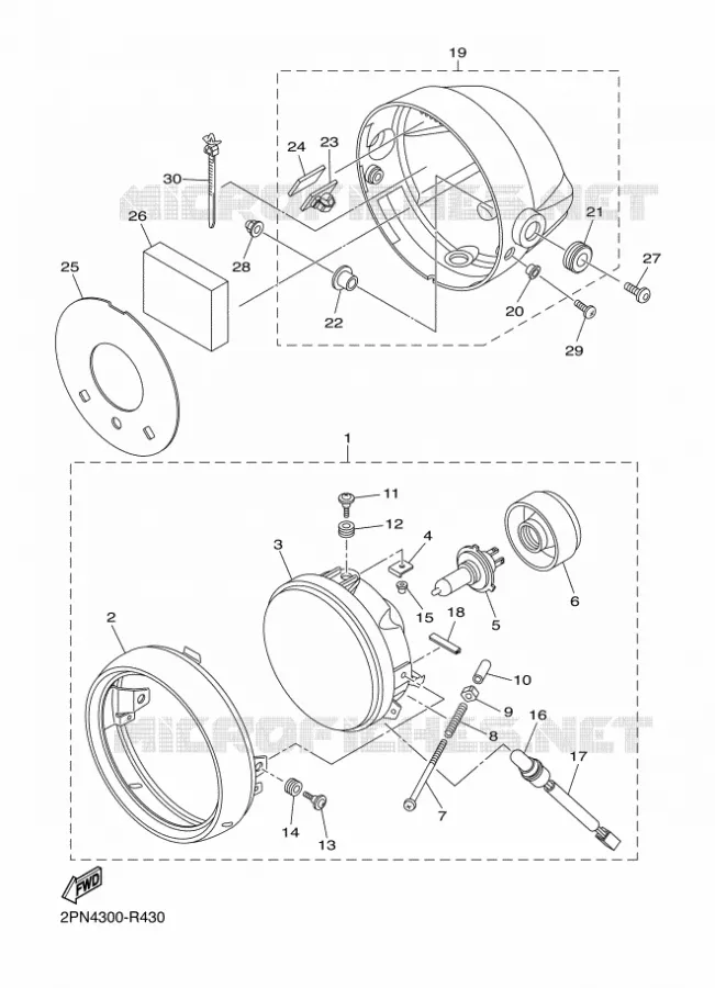 KOPLAMP Yamaha MOTO 1300 2016 XJR  XJR1300C