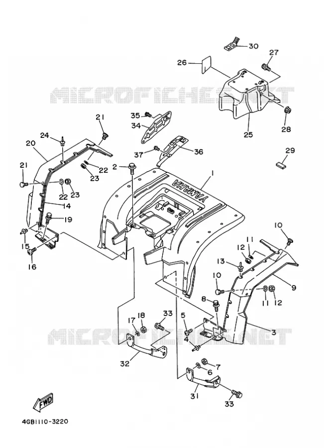 ACHTERSPATBORD  Yamaha QUAD 400 1994 KODIAK  YFM400FW