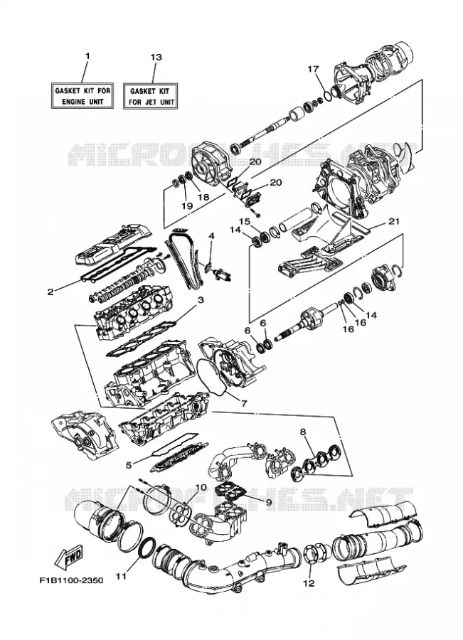 REPARATIESET 1 Yamaha WAVERUNNER 1000 2003 ENG FOR FZ1000A  ENG FOR FZ1000A