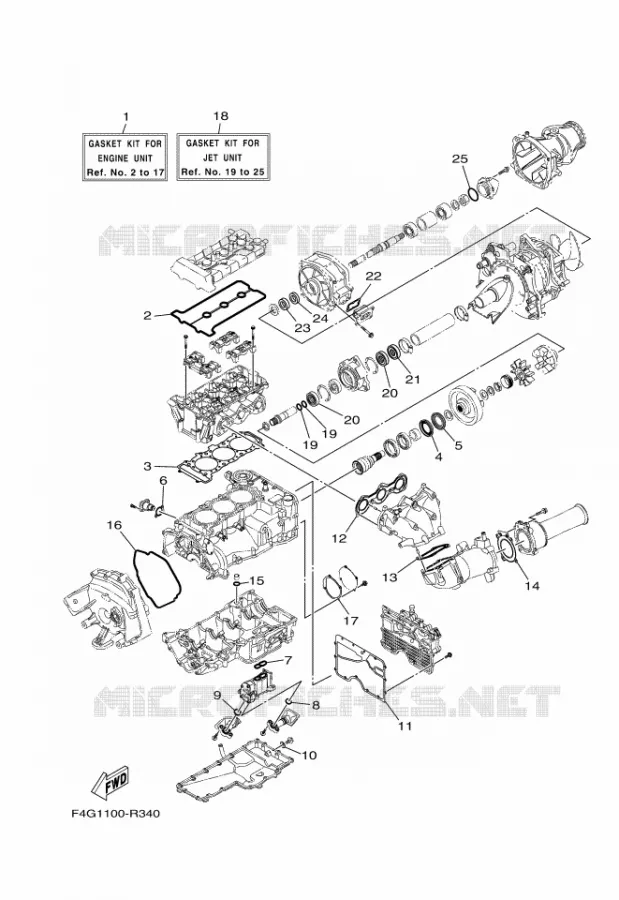 REPARATIESET 1 Yamaha WAVERUNNER 1050 2017 VX  VX1050F-S