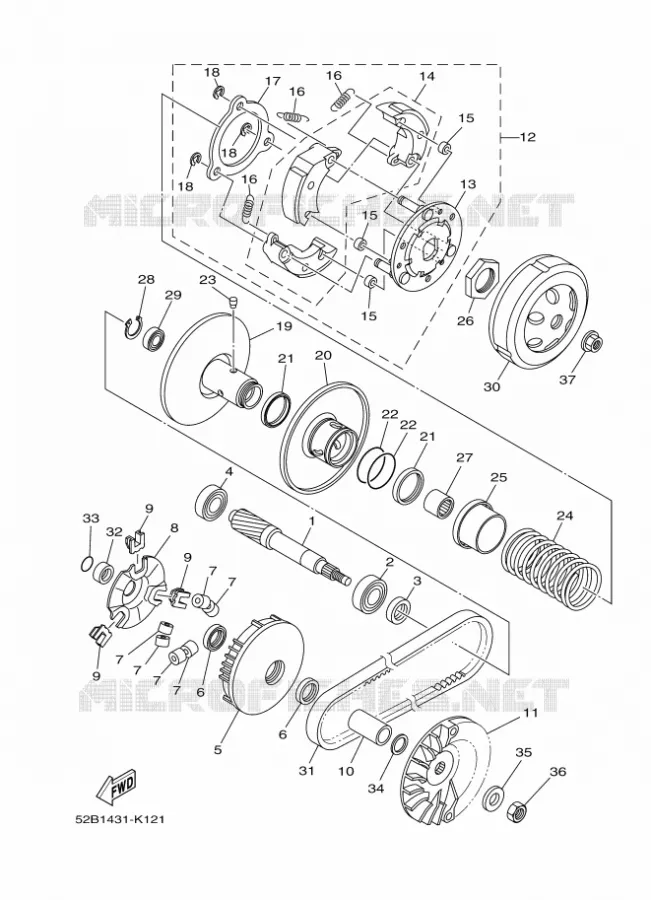 STARTMOTOR KOPPELINGS Yamaha SCOOTER 115 2014 DELIGHT  XC115SD'ELIGHT