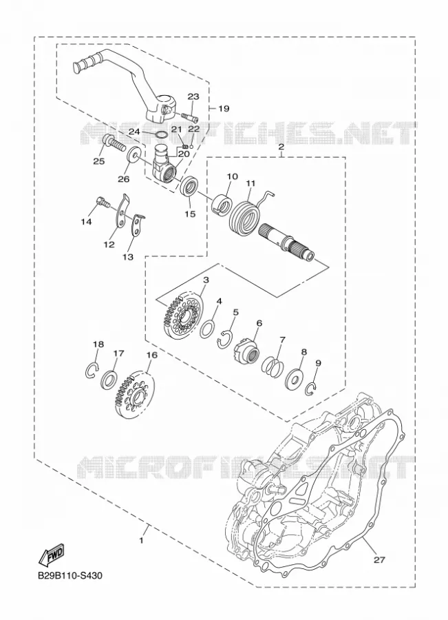 OPTIONELE ONDERDELEN - KICKSTART PEDALEN Yamaha MOTO 250 2018 WRF  WR250F