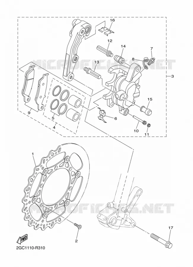 REMKLAUW VOOR Yamaha MOTO 250 2018 WRF  WR250F
