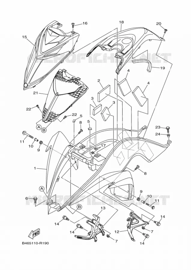 VOORSPATBORD Yamaha QUAD 700 2018 RAPTOR  YFM700R