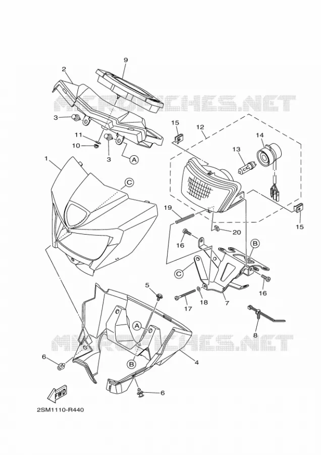KOPLAMP 2 Yamaha QUAD 700 2018 GRIZZLY  YFM700FWAD