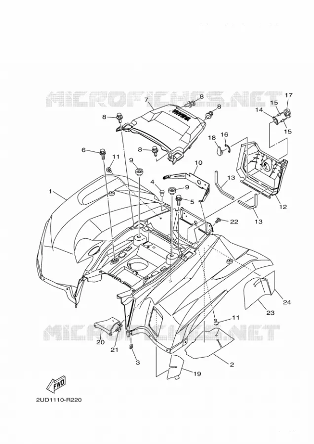 ACHTERSPATBORD  Yamaha QUAD 700 2018 GRIZZLY  YFM700FWAD