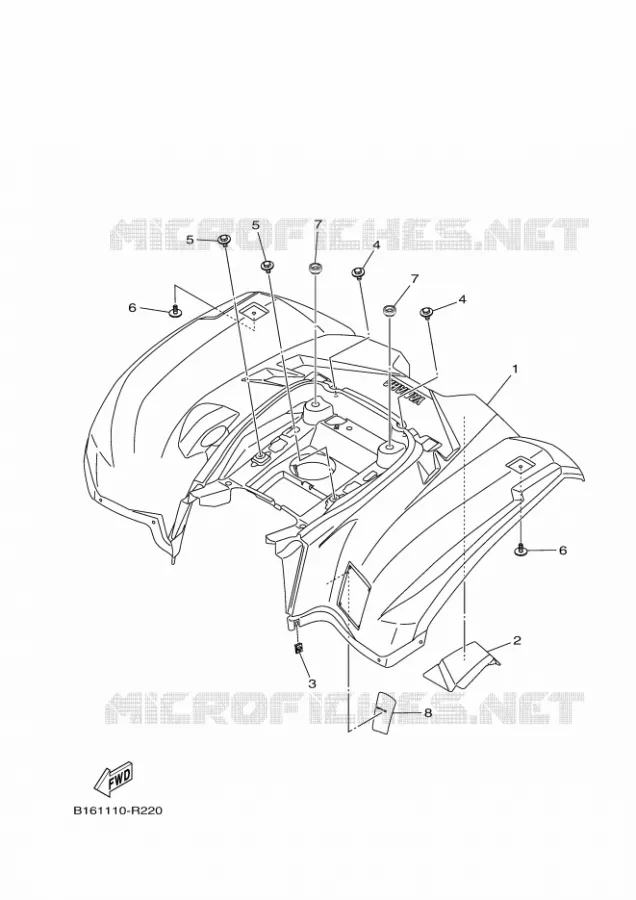 ACHTERSPATBORD  Yamaha QUAD 700 2018 KODIAK  YFM700FWBD