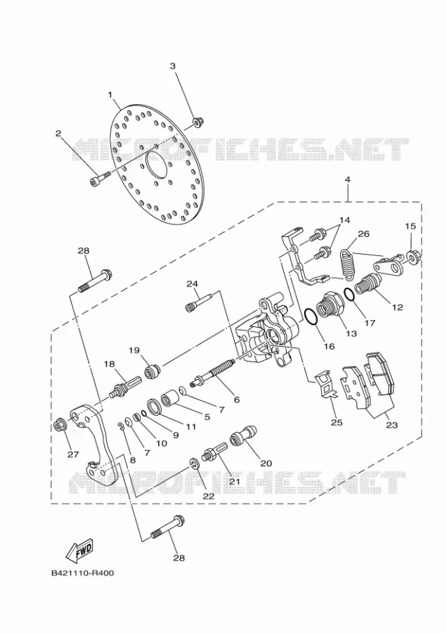 REMKLAUW ACHTER 2 Yamaha SIDE BY SIDE 700 2018 VIKING  YXM700E