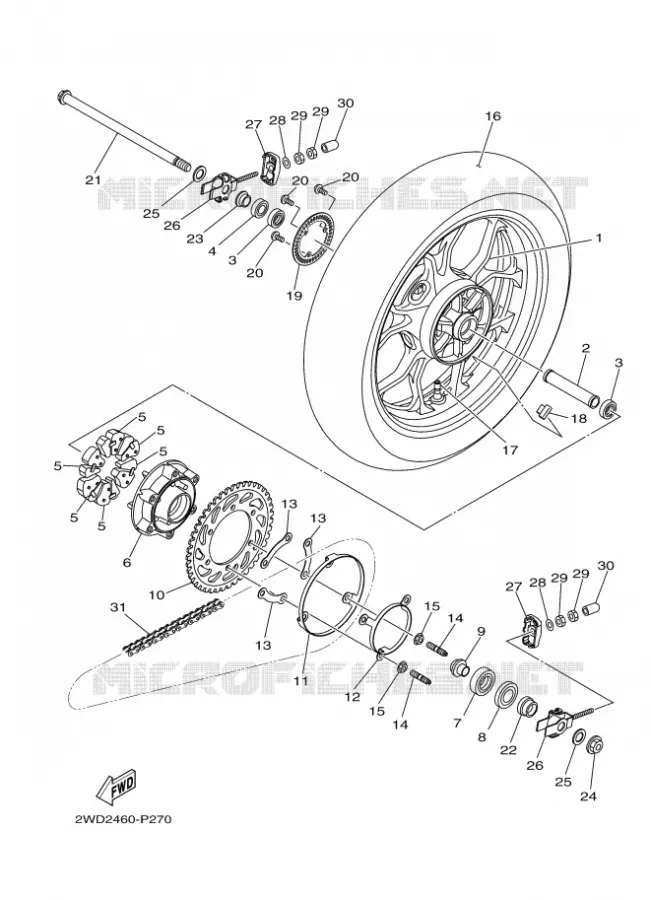 ACHTERWIEL Yamaha MOTO 300 2018 MT  MTN320-A