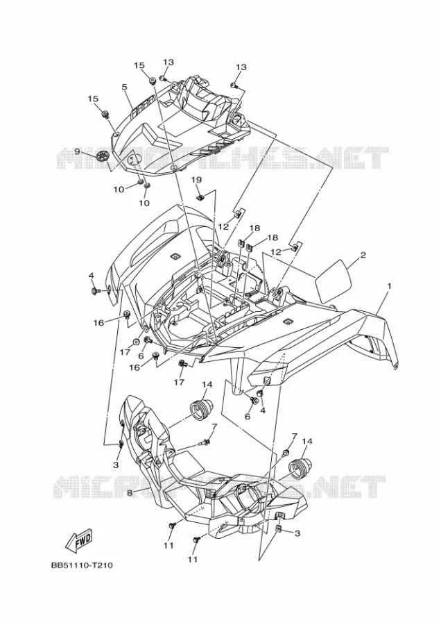 VOORSPATBORD Yamaha QUAD 450 2018 KODIAK  YFM450FWAD