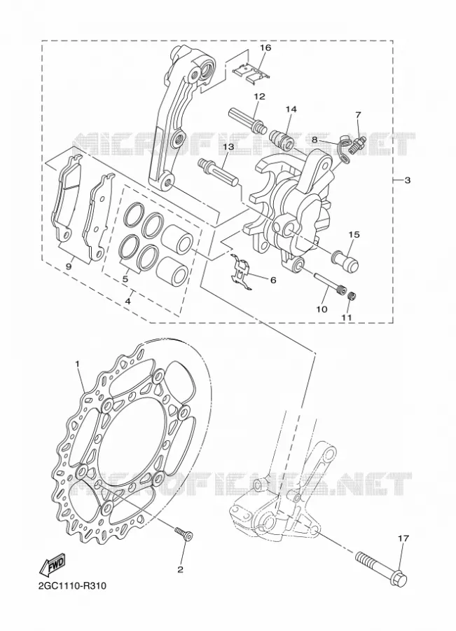 REMKLAUW VOOR Yamaha MOTO 250 2017 WRF  WR250F
