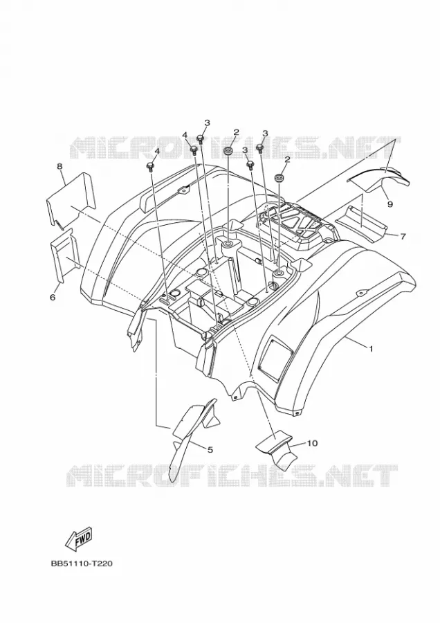 ACHTERSPATBORD  Yamaha QUAD 450 2018 KODIAK  YFM450FWA