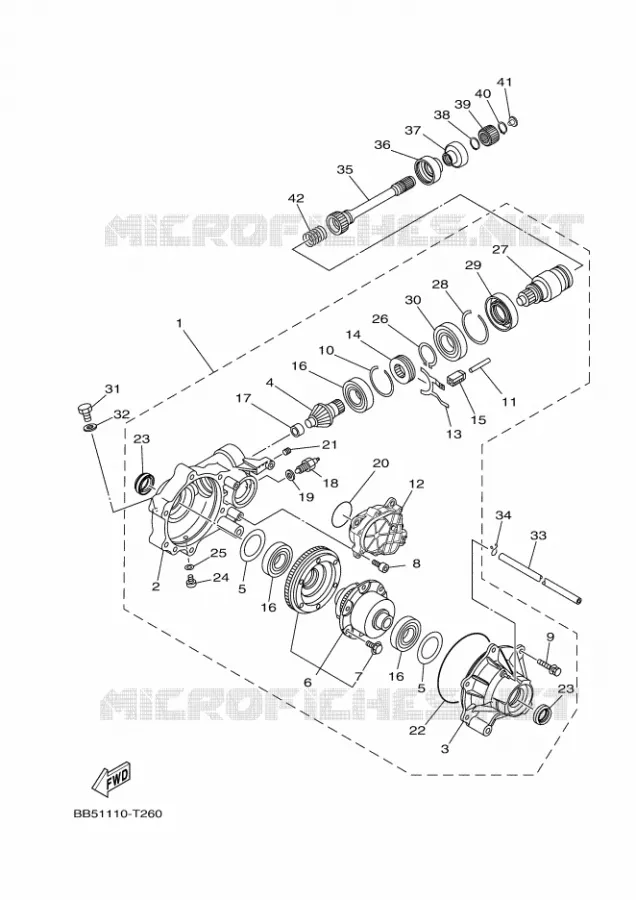 DIFFERENTIEEL VOOR Yamaha QUAD 450 2018 KODIAK  YFM450FWA