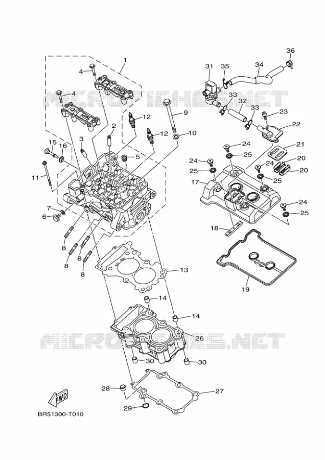 CILINDERKOP Yamaha MOTO 300 2018 R3  YZF-R3A