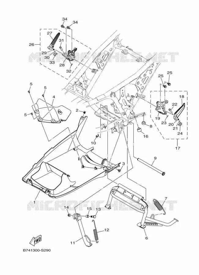 STANDAARD / VOETSTEUN Yamaha SCOOTER 300 2017 EVOLIS  CZD300-A