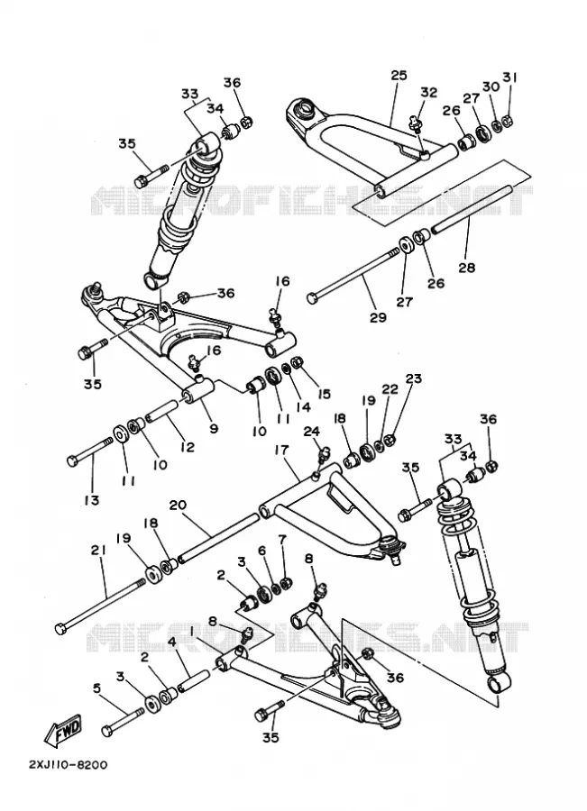 OPHANGING / WIEL VOOR Yamaha QUAD 200 2001 BLASTER  YFS200