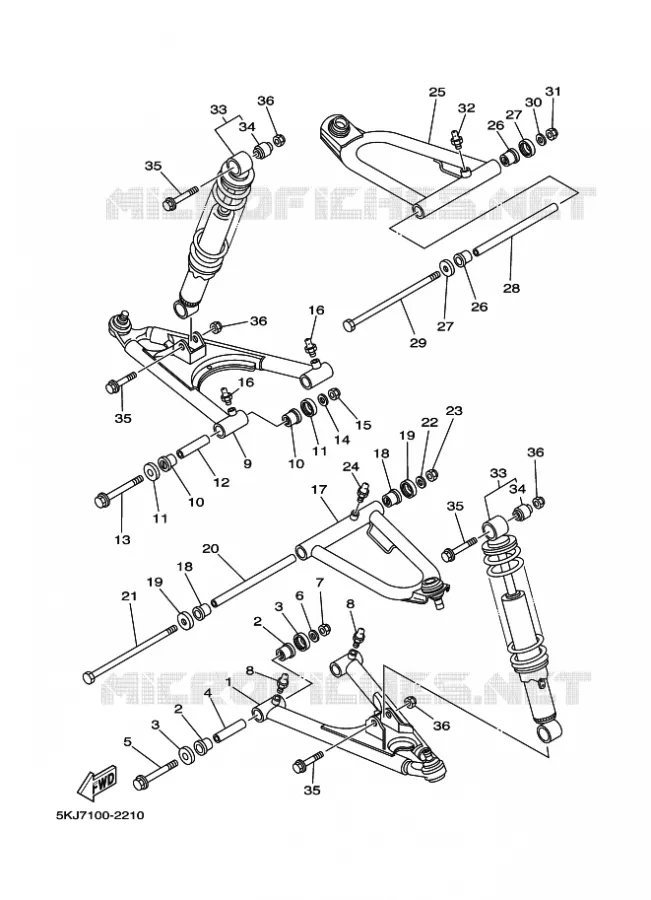 OPHANGING / WIEL VOOR Yamaha QUAD 200 2002 BLASTER  YFS200